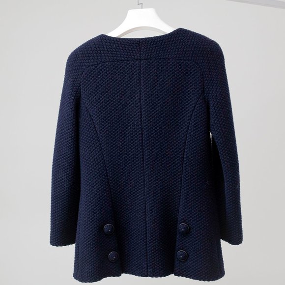 Chanel Navy Wool Mod Coat - Picture 2 of 14